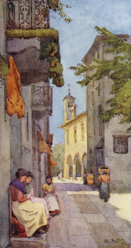 A Street at Orta (farve litho) af Ella Du Cane