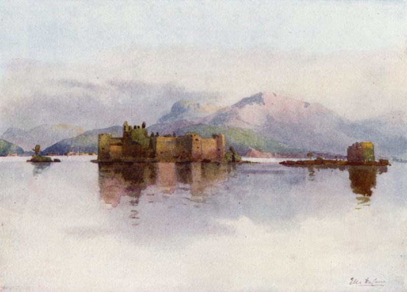 Cannero, Lago Maggiore (farve litho) af Ella Du Cane