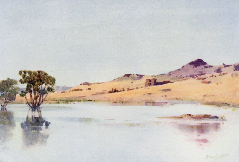 El Sebua, Nubia (farve litho) af Ella Du Cane