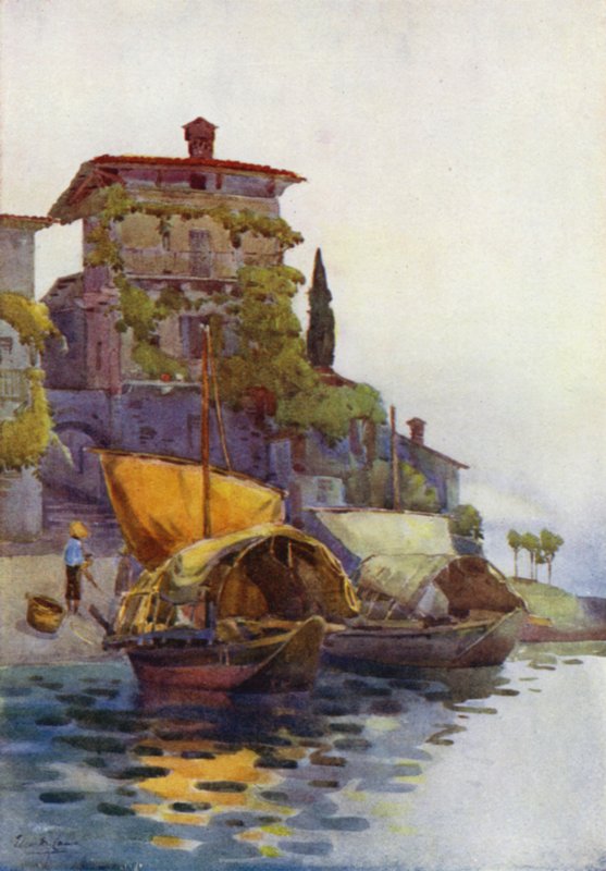 Fiskerbåde (farve litho) af Ella Du Cane