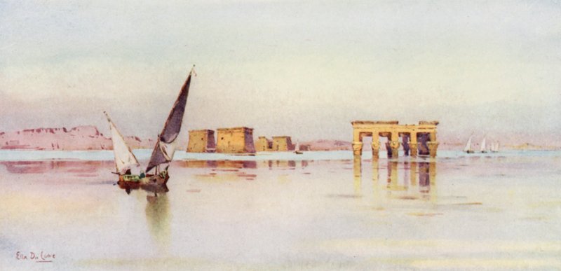 Philae (farve litho) af Ella Du Cane
