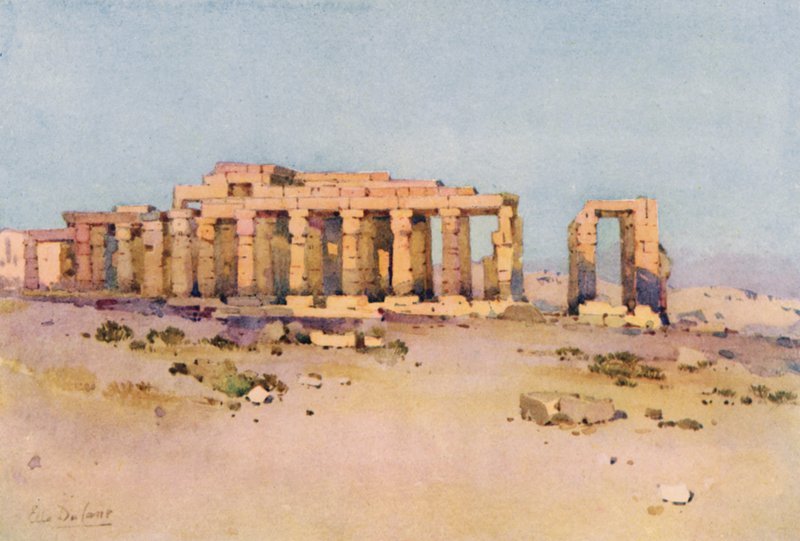 Ramesseum (farve litho) af Ella Du Cane