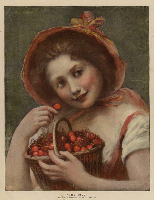 Kirsebær (chromolitho) af Emile Renard