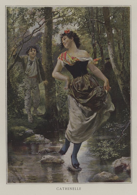 Cathinelle (farve litografi) af Emile Antoine (after) Bayard