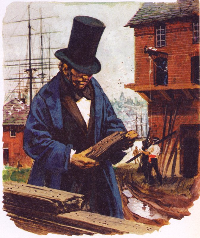 Brunel fik sin inspiration til sit tunnelskjold ved at se en skibsorm bore sig ind i en egeplanke af English School