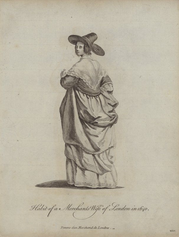 Habit of a Mechants Wife of London i 1640 af English School