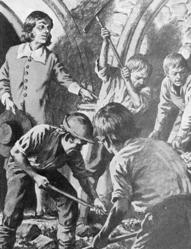 Samuel Pepys forsøger at finde John Barksteads skatkammer i Tower of London af English School