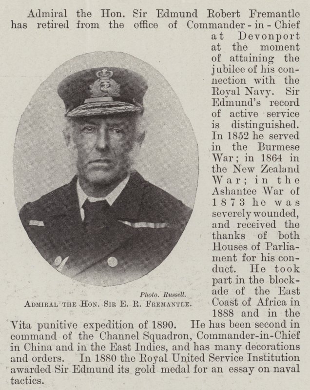 Admiral den ærede Sir E R Fremantle af English Photographer