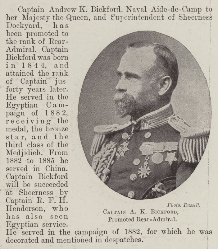 Kaptajn AK Bickford, forfremmet kontreadmiral af English Photographer