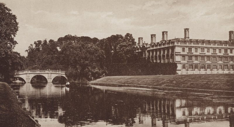 Clare College og Bridge, Cambridge (s/h-billede) af English Photographer