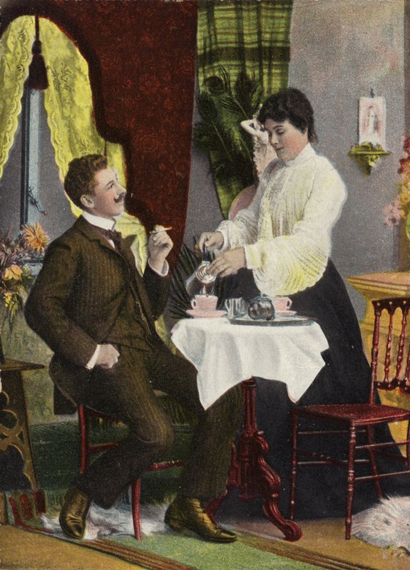 Par drikker te sammen (chromolitho) af English Photographer