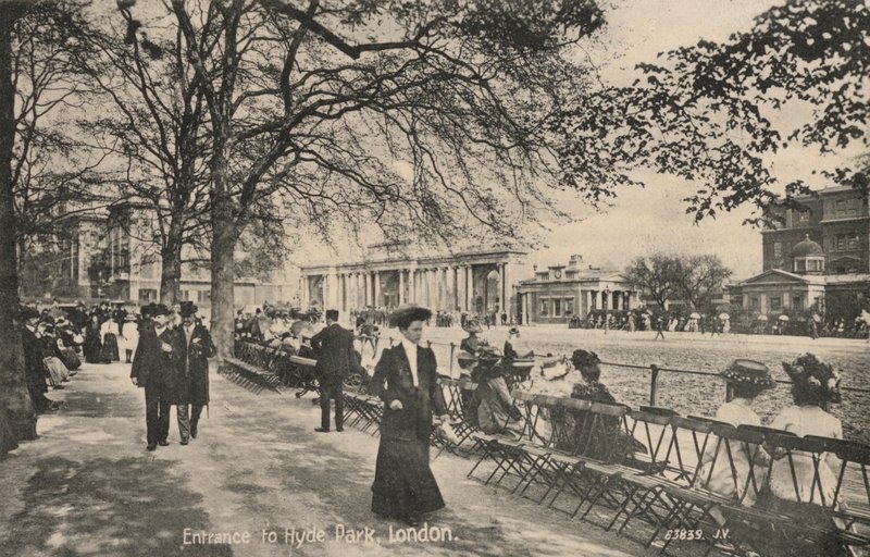 Indgang til Hyde Park, London (s/h-billede) af English Photographer