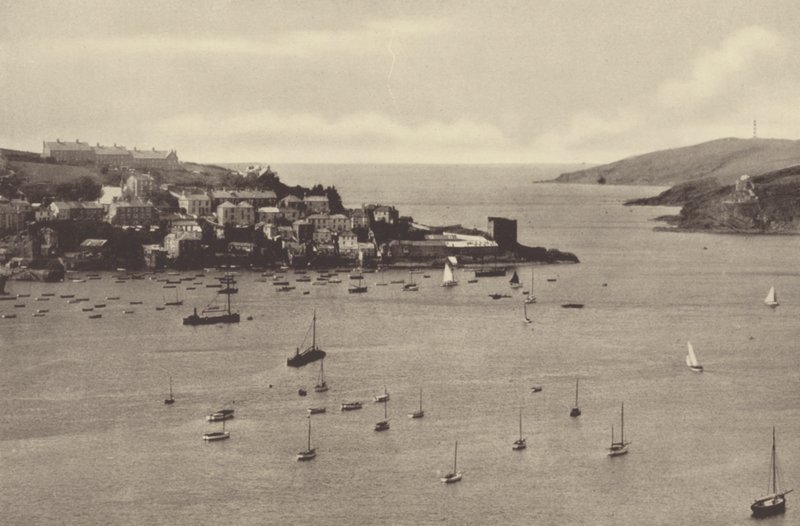 Fowey, Battery og Polruan Tower (s/h-foto) af English Photographer