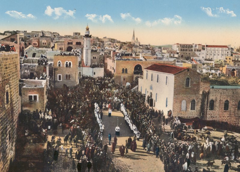 Jerusalem: Betlehem, 1. juledag (farvefoto) af English Photographer