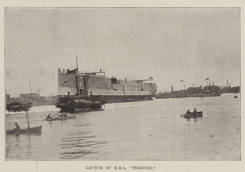Lancering af HMS Terrible af English Photographer