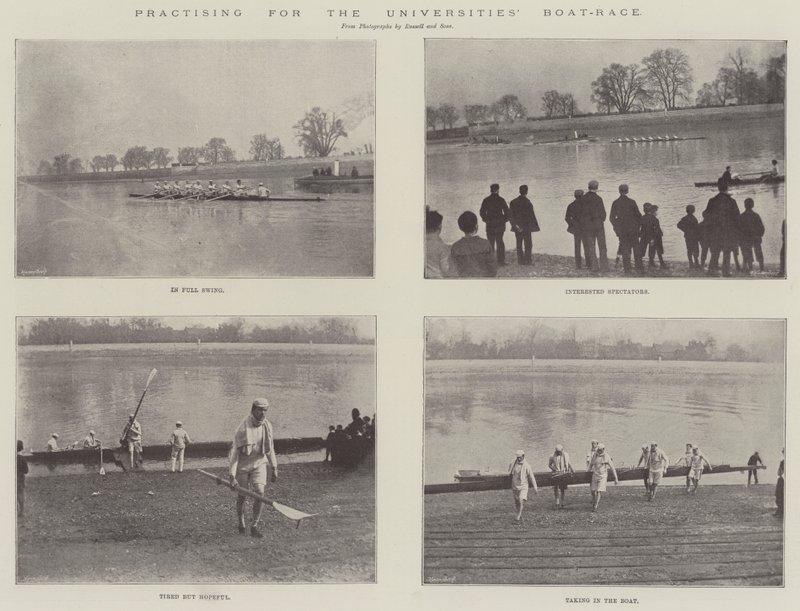 Øver sig til Universiteternes Boat-Race af English Photographer