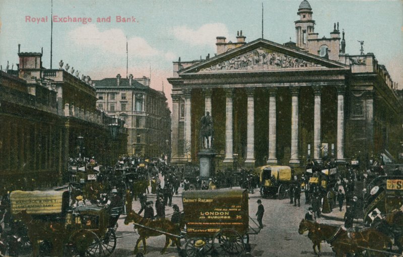 Royal Exchange and Bank, London af English Photographer