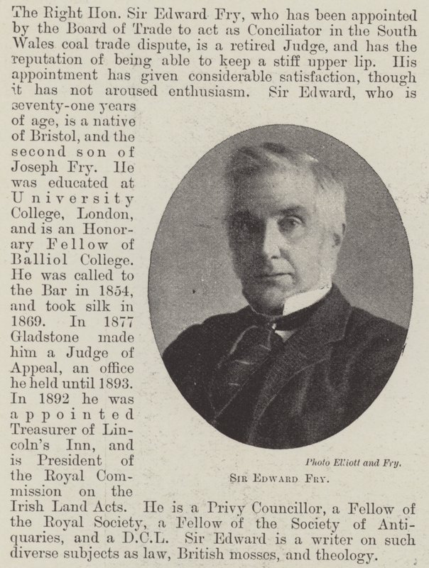 Sir Edward Fry af English Photographer