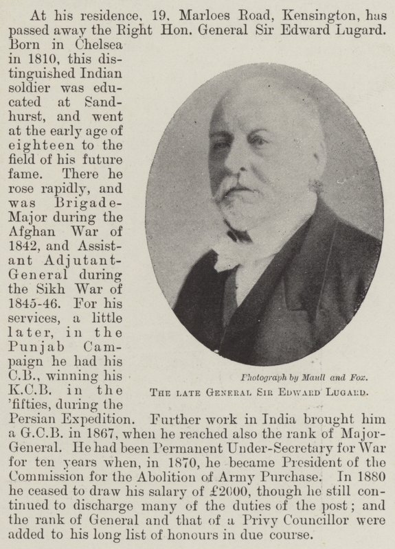 Den afdøde general Sir Edward Lugard af English Photographer