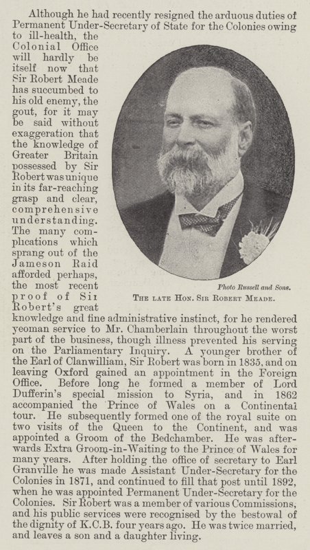 Den afdøde ærede Sir Robert Meade af English Photographer