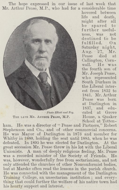 Den afdøde hr. Arthur Pease, MP af English Photographer