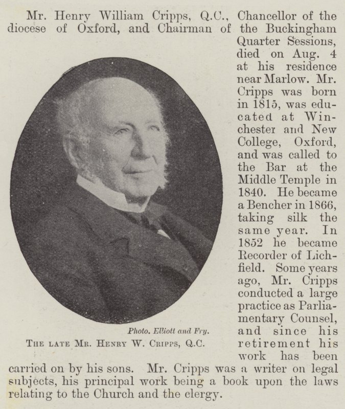 Den afdøde hr. Henry W Cripps, QC af English Photographer