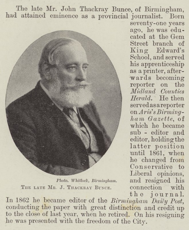 Den afdøde hr. J Thackray Bunce af English Photographer