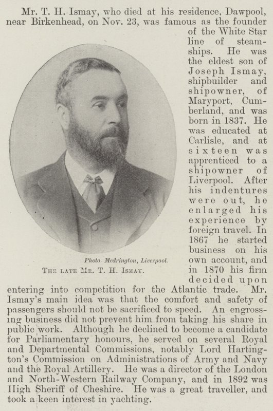 Afdøde hr. T H Ismay af English Photographer
