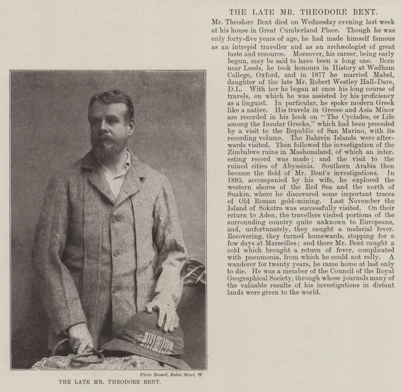 Den afdøde hr. Theodore Bent af English Photographer