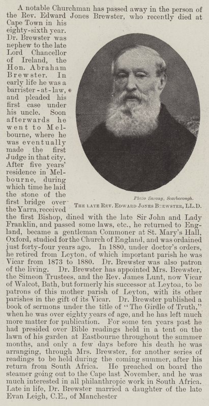 Den afdøde pastor Edward Jones Brewster, LLD af English Photographer