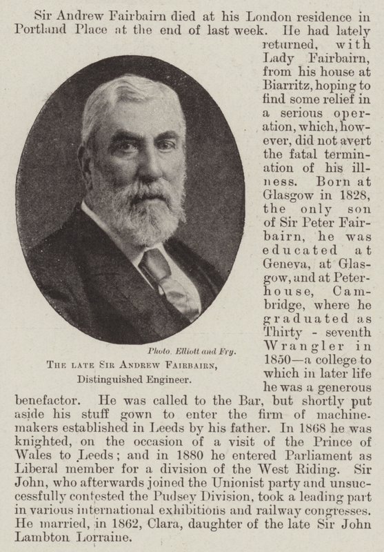 Den afdøde Sir Andrew Fairbairn, Distinguished Engineer af English Photographer