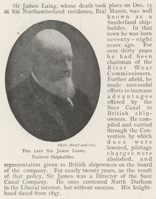 Den afdøde Sir James Laing, fremtrædende skibsbygger af English Photographer