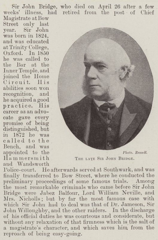 Den afdøde Sir John Bridge af English Photographer