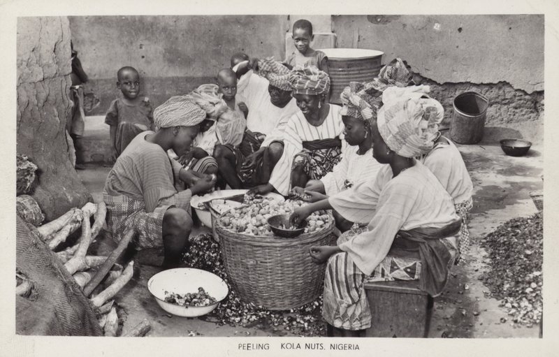 Kvinder skræller kolanødder, Nigeria (s/h-billede) af English Photographer
