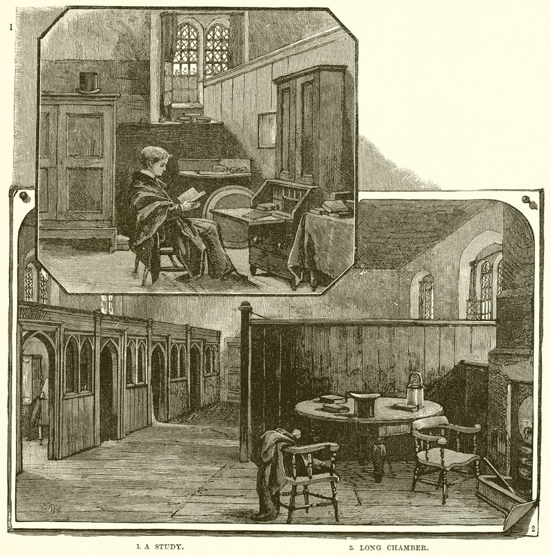 1. En undersøgelse. 2. Langkammer af English School