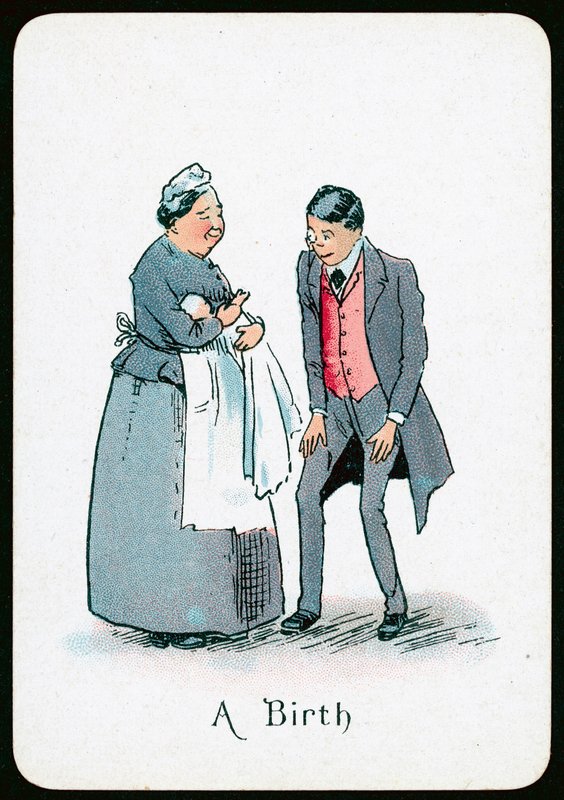 A Birth (farve litho) af English School