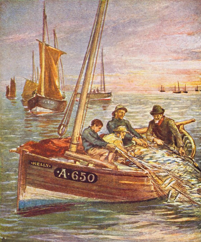 A Good Catch (farvelitografi) af English School
