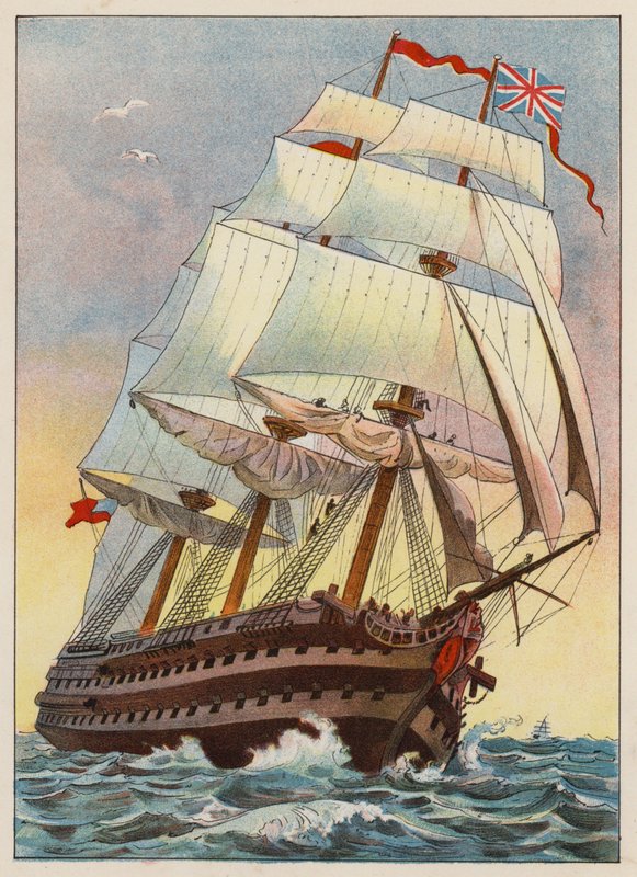 Et krigsskib i 1837 (gravering) af English School