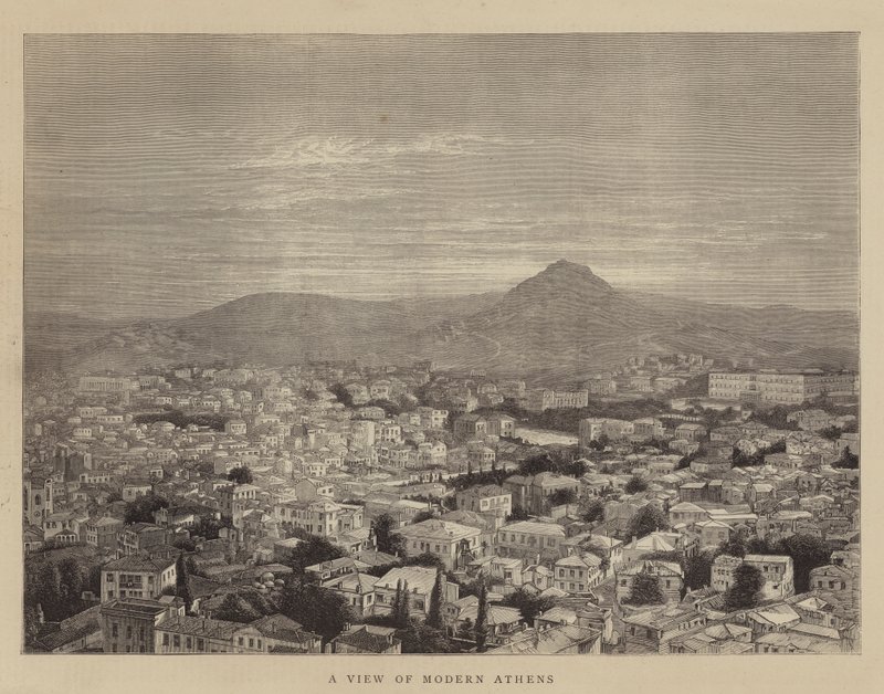 Udsigt over det moderne Athen (gravering) af English School