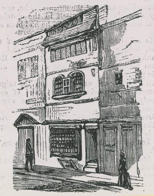 Et hus i Spitalfields, London af English School