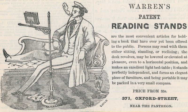 Annonce for Warrens Patent Reading Stands af English School