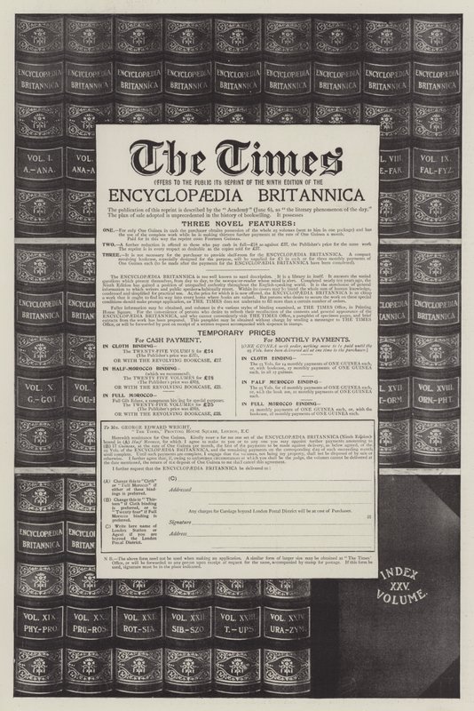 Annonce, Encyclopaedia Britannica (gravering) af English School