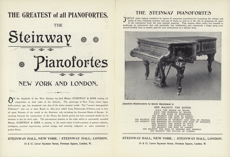 Annonce for Steinway klaverer af English School