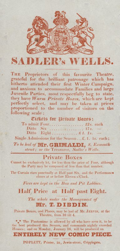 Annonce for Sadlers Wells Theatre af English School