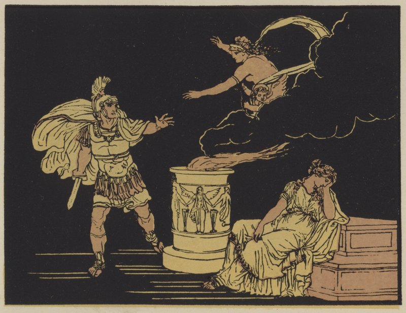 Aeneas og Helena (farvelitografi) af English School