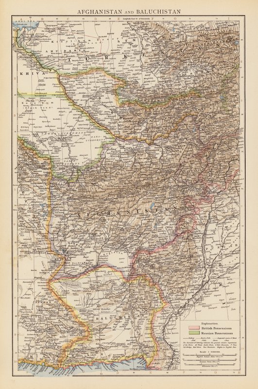 Afghanistan og Baluchistan (farvelitografi) af English School