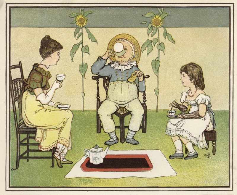 Eftermiddagste (farvelitografi) af English School