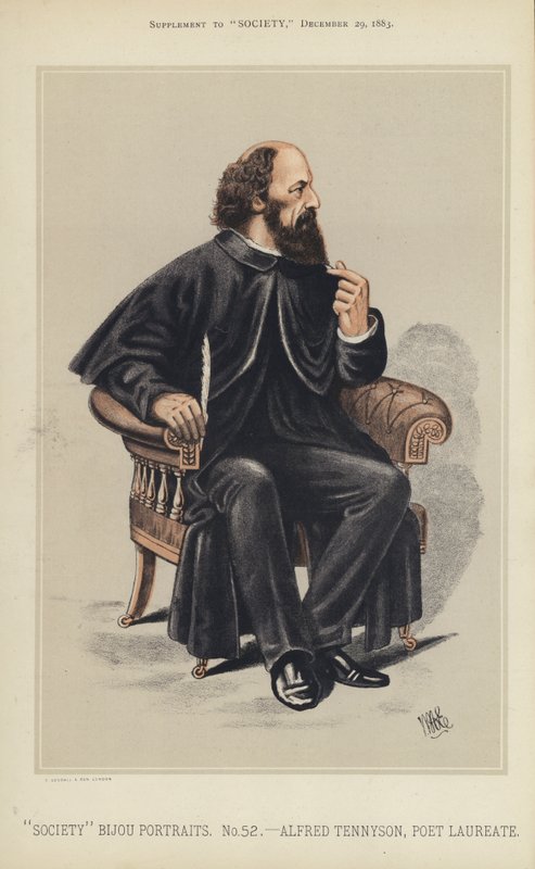 Alfred Tennyson, Poet Laureate (farve litho) af English School