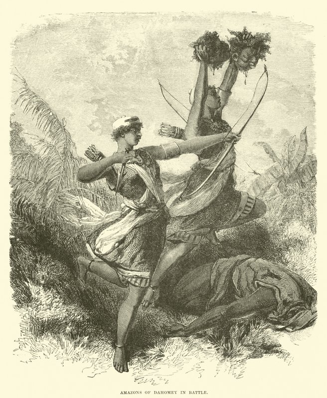 Amazons of Dahomey in battle  af English School