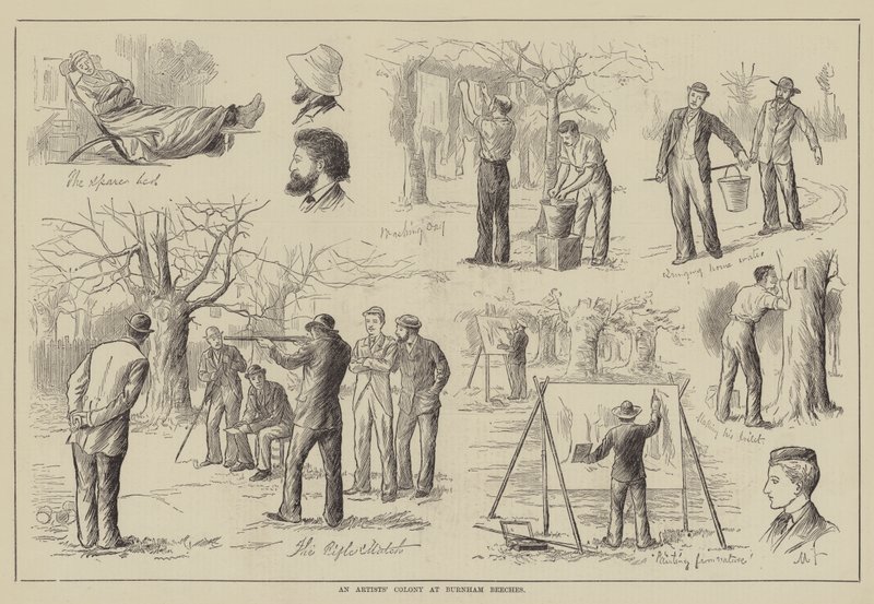 En kunstnerkoloni ved Burnham Beeches (gravering) af English School
